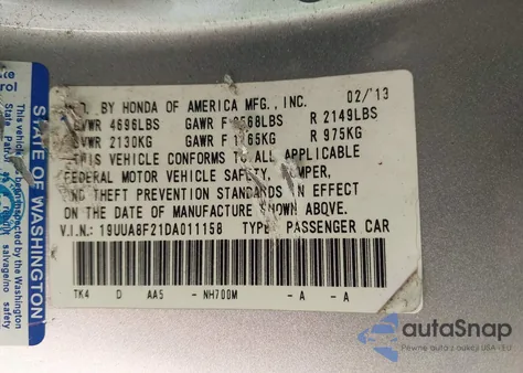 2013 Acura Tl 3.5 from USA, damaged, VIN 19UUA8F21DA011158